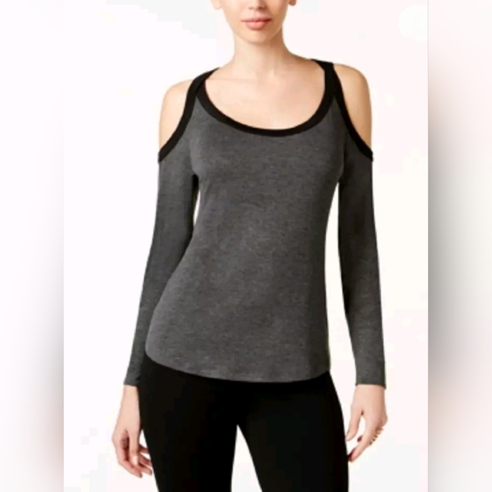 Thalia Sodi colorblock cold shoulder Black & Gray XLg